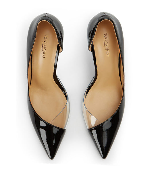 Tony Bianco Adore Black Patent/Clear Vinylite 10.5cm Court Sko Svarte | ENOVG63506