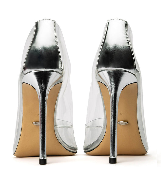 Tony Bianco Alijah Clear Vinylite/Silver 10.5cm Stiletthæler Sølv | ZNONQ71130