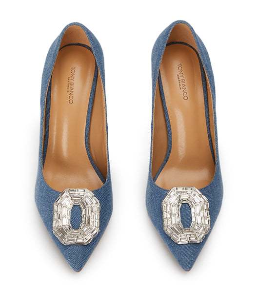 Tony Bianco Alison Washed Denim 10.5cm Bling hæler Blå | ANODF48591