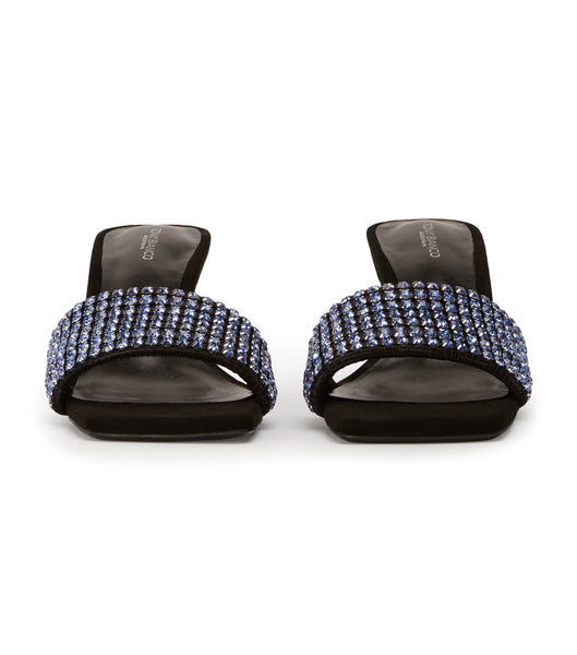 Tony Bianco Amos Blue Crystal/Black Semsket Skinn 6.5cm Bling hæler Blå Svarte | NOIIZ40534