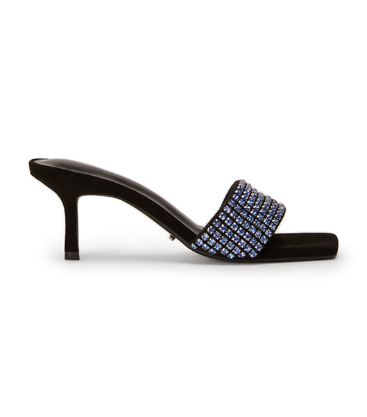 Tony Bianco Amos Blue Crystal/Black Semsket Skinn 6.5cm Bling hæler Blå Svarte | NOIIZ40534