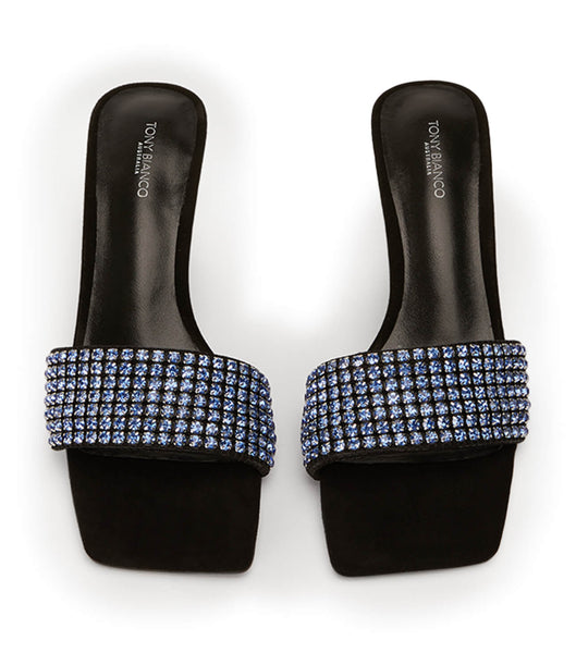 Tony Bianco Amos Blue Crystal/Black Semsket Skinn 6.5cm Stiletthæler Blå Svarte | NOXMI58997