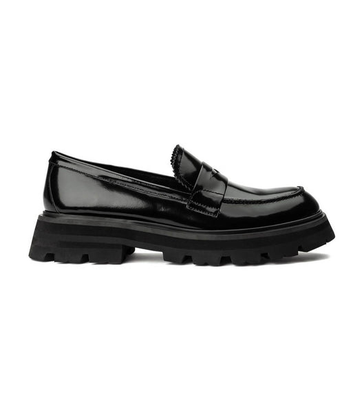 Tony Bianco Axell Black Hi Shine 4.5cm Loafers Svarte | LNOTR27293