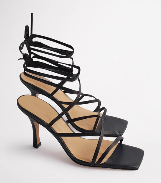 Tony Bianco Caden Black Sheep Nappa 8.5cm Strappy hæler Svarte | ZNONQ29570