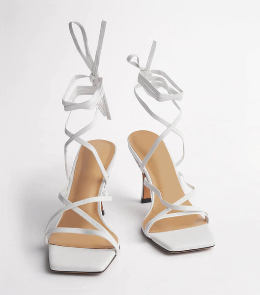 Tony Bianco Caden White Sheep Nappa 8.5cm Strappy hæler Hvite | GNOUC46739