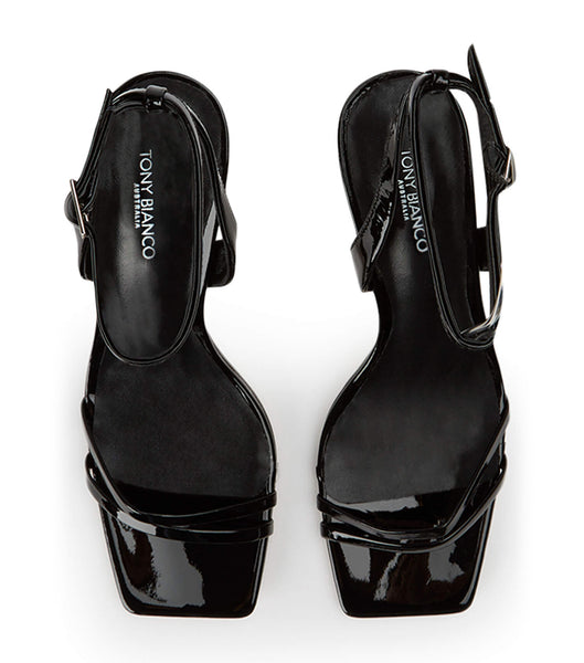 Tony Bianco Camelia Black Patent 8.5cm Strappy hæler Svarte | QNOWA20353