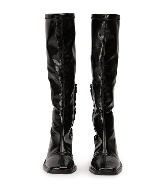 Tony Bianco Damon Black Crinkle Patent 7.5cm Mid Calf Boots Svarte | GNOEC66693