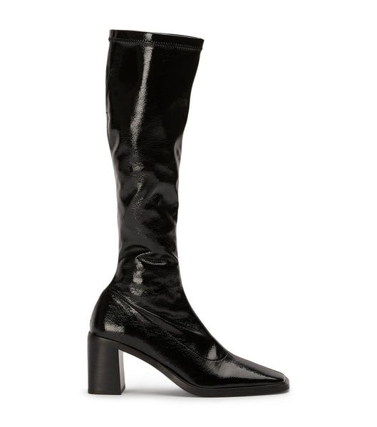 Tony Bianco Damon Black Crinkle Patent 7.5cm Mid Calf Boots Svarte | GNOEC66693