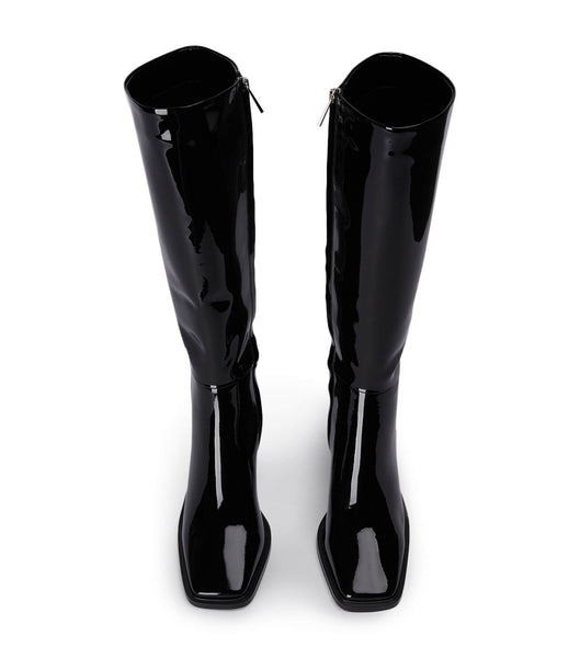 Tony Bianco Darby Black Patent 7.5cm Mid Calf Boots Svarte | LNOSX78059