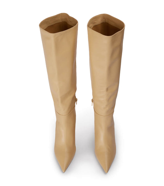 Tony Bianco Drake Butter Nappa 9.5cm Mid Calf Boots Beige | MNOFT50148