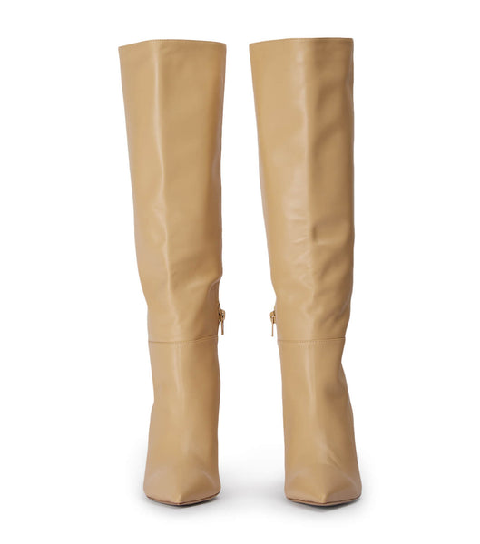 Tony Bianco Drake Butter Nappa 9.5cm Mid Calf Boots Beige | MNOFT50148