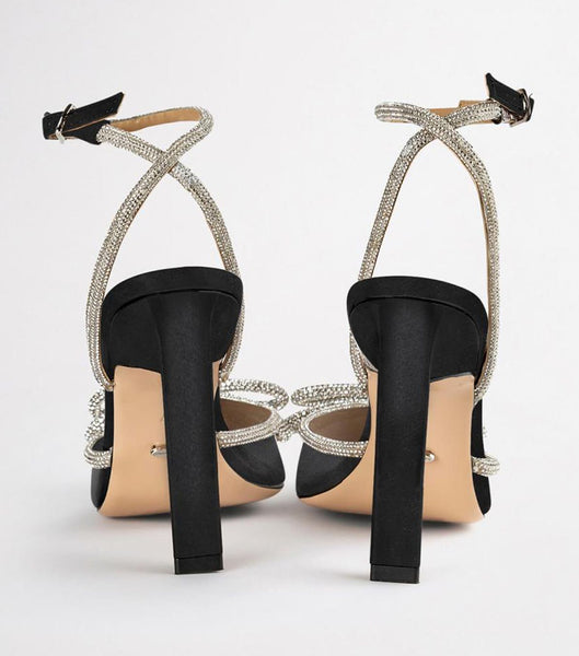 Tony Bianco Elsie Black Satin 10.5cm Brude hæler Svarte | LNOSX57744