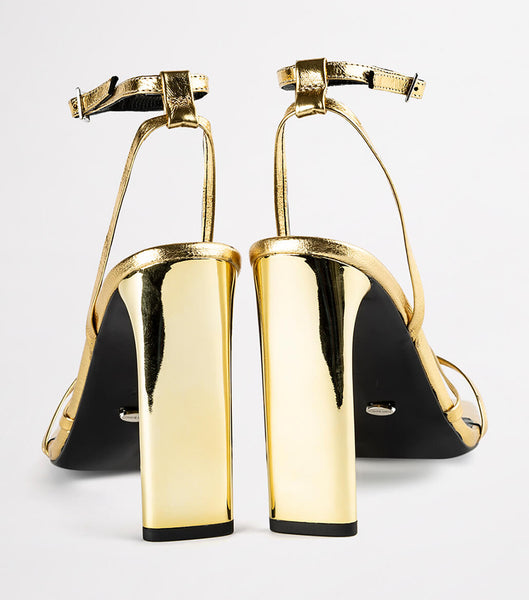 Tony Bianco Fiance Gold Foil 11cm Strappy hæler Gull | NOZPD16175