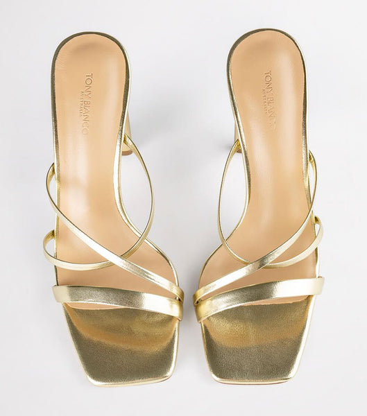 Tony Bianco Fior Gold Nappa Metallic 11cm Strappy hæler Gull Metal | NOIIZ74913