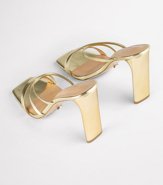 Tony Bianco Fior Gold Nappa Metallic 11cm Strappy hæler Gull Metal | NOIIZ74913