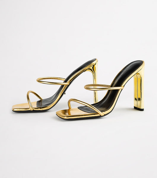 Tony Bianco Florence Gold Foil 11cm Strappy hæler Gull | ZNONQ84557