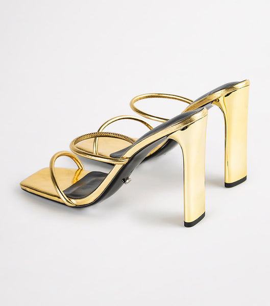 Tony Bianco Florence Gold Foil 11cm Strappy hæler Gull | ZNONQ84557