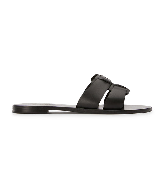 Tony Bianco Force Black 1cm Flate Sandaler Svarte | NONZX90461