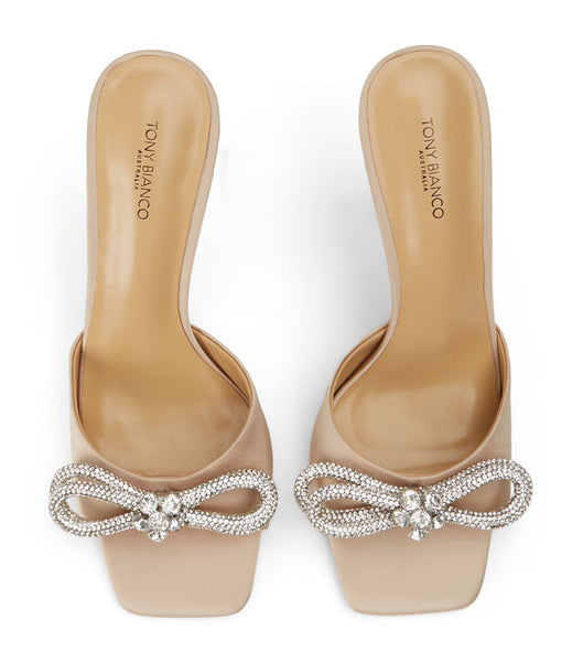 Tony Bianco Franki Nude Satin 10.5cm Bling hæler Beige | NOJBT45281