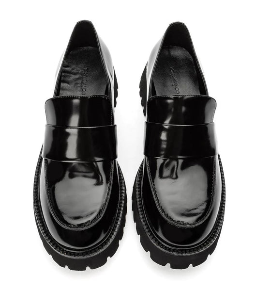 Tony Bianco Gisele Black Hi Shine 4cm Loafers Svarte | ENOHC32403