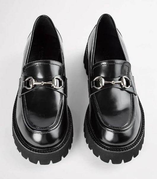 Tony Bianco Greer Black Hi Shine 4cm Loafers Svarte | TNOPQ59889