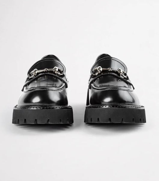 Tony Bianco Greer Black Hi Shine 4cm Loafers Svarte | TNOPQ59889