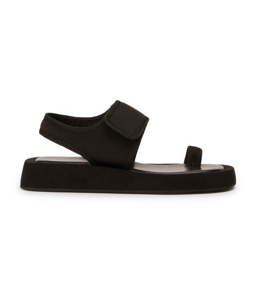 Tony Bianco Iso Black Neoprene 3.5cm Flate Sandaler Svarte | NOQAV82185