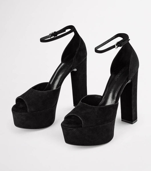 Tony Bianco Jayze Black Semsket Skinn 14cm Platform Sko Svarte | TNOWZ96188