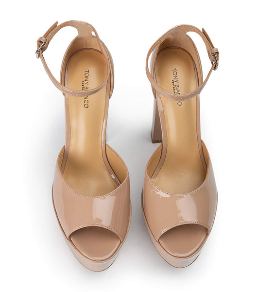 Tony Bianco Jayze Coco Patent 14cm Eventhæler Beige | NOJBT28963