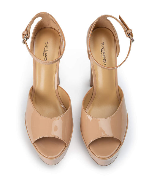 Tony Bianco Jayze Nude Patent 14cm Blokke Hæler Beige | ANODF82379