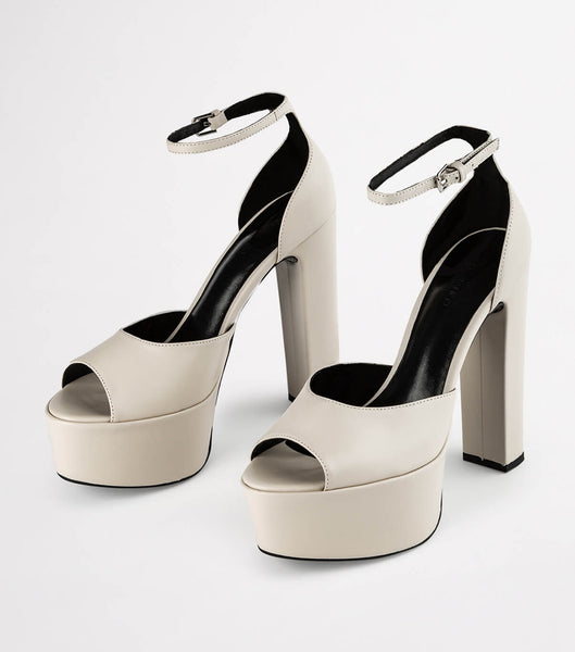 Tony Bianco Jayze Vanilla Nappa 14cm Platform Sko Hvite Svarte | YNOVQ34635