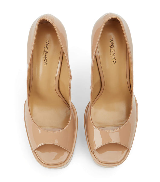 Tony Bianco Jolee Nude Patent 15cm Platform Sko Beige | MNOHR36365