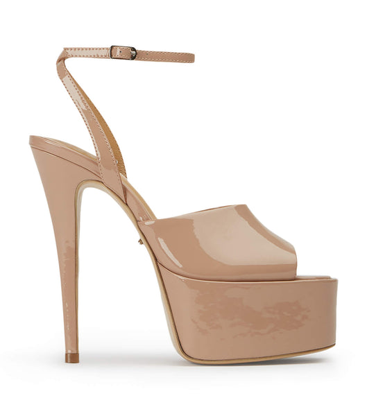 Tony Bianco Journey Coco Patent 15cm Stiletthæler Beige | TNOWZ86505