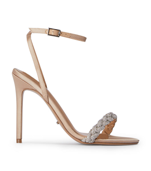 Tony Bianco Kosta Nude Satin 11cm Bling hæler Beige | BNOSO21455