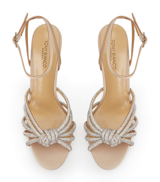 Tony Bianco Kyla Nude Satin 11cm Bling hæler Beige | BNOSO77943