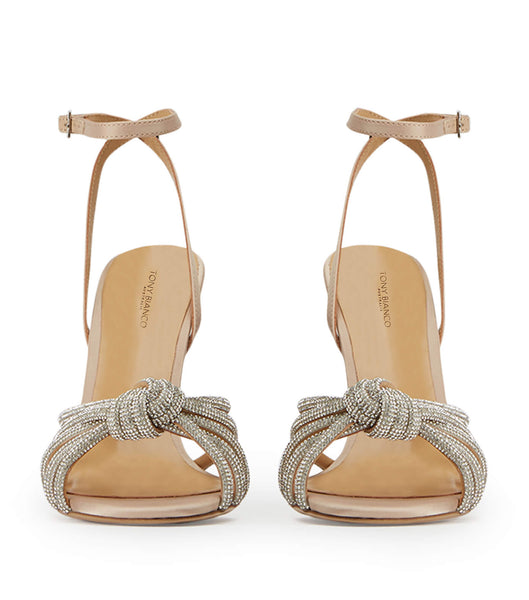 Tony Bianco Kyla Nude Satin 11cm Eventhæler Beige | NOCIF95968