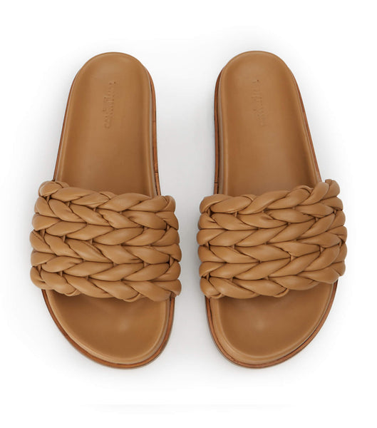 Tony Bianco Layton Biscuit Nappa Badesandaler Brune | FNOHY98344