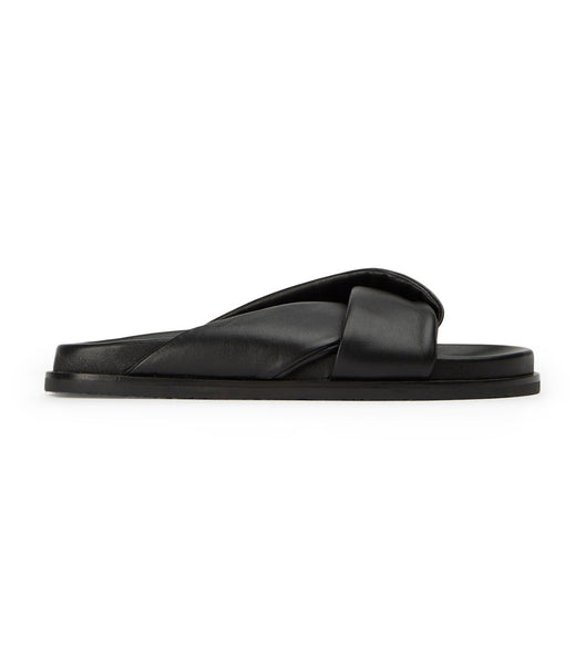 Tony Bianco Lora Black Nappa 1.5cm Flate Sandaler Svarte | NOCVG53099