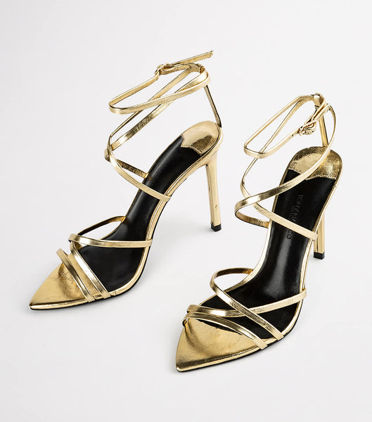 Tony Bianco Marcy Gold Foil 10.5cm Brude hæler Gull | FNOUI49488