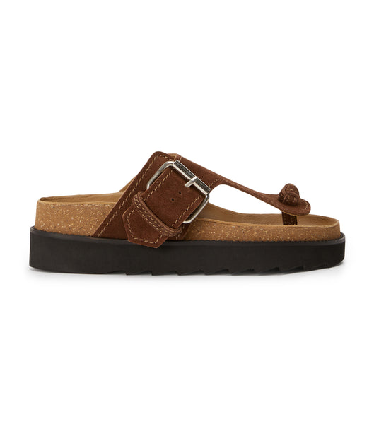 Tony Bianco Marlo Choc Semsket Skinn 3cm Flate Sandaler Brune | BNOSD47651