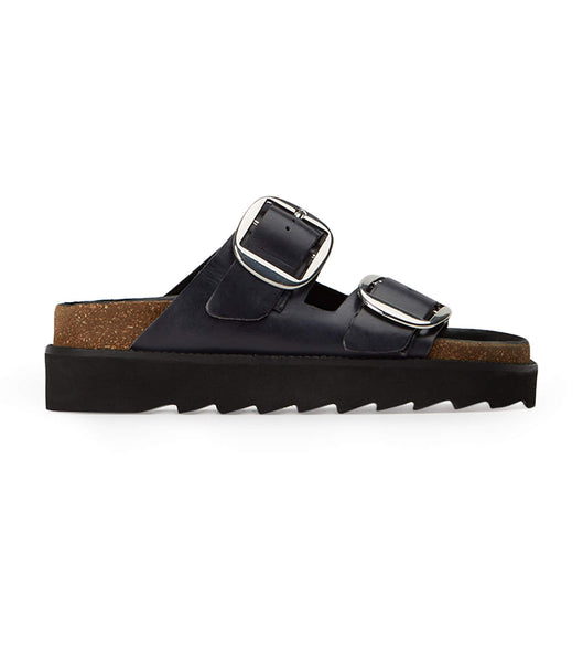 Tony Bianco Marty Black Wax Flate Sandaler Svarte | NOJBT52854