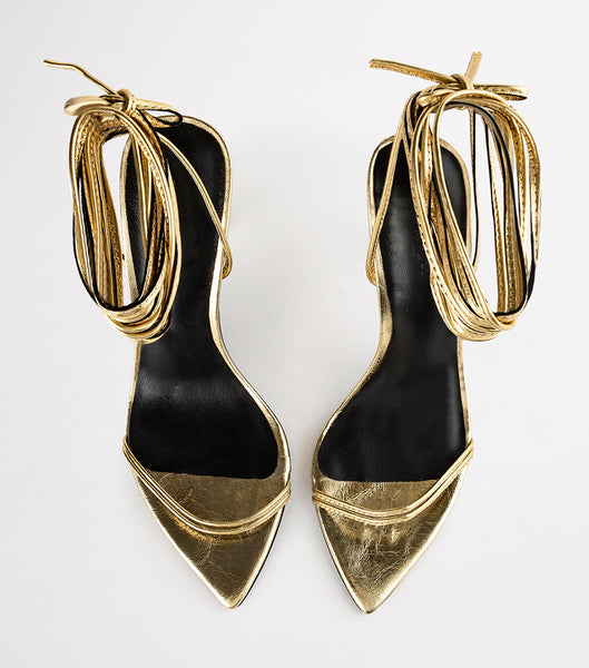 Tony Bianco Millie Gold Foil 10.5cm Strappy hæler Gull | ENOHC19965