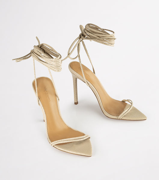 Tony Bianco Millie Vanilla Snake 10.5cm Strappy hæler Lyse Gul | NOXBR56352