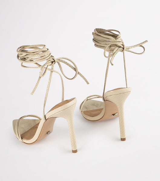 Tony Bianco Millie Vanilla Snake 10.5cm Strappy hæler Lyse Gul | NOXBR56352