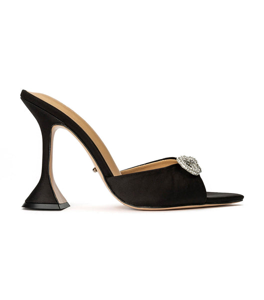 Tony Bianco Montana Black Satin 10.5cm Eventhæler Svarte | QNOWA96458