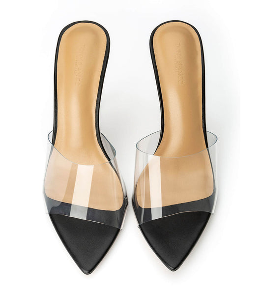 Tony Bianco Mylo Clear Vinylite/Black 10.5cm Stiletthæler Svarte | FNOHY26574