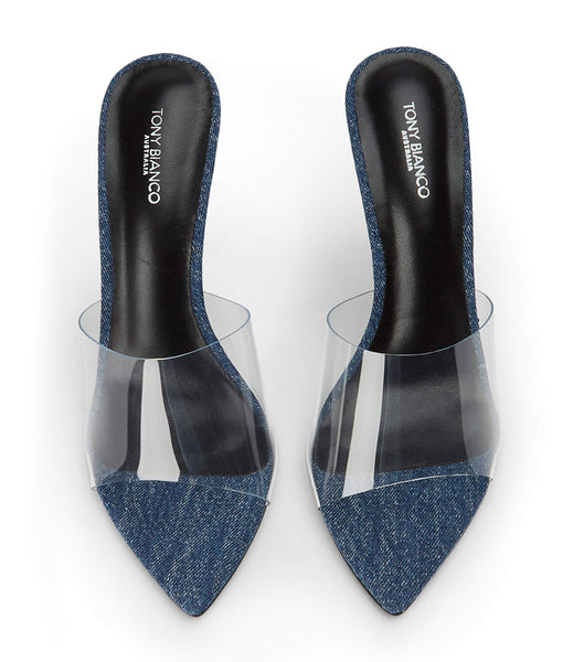 Tony Bianco Mylo Clear Vinylite/Blue Denim 10.5cm Stiletthæler Blå | NOIIZ94576