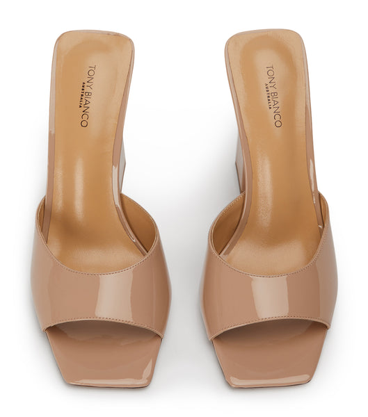 Tony Bianco Naja Coco Patent 10.5cm Eventhæler Beige | ANOWC67943