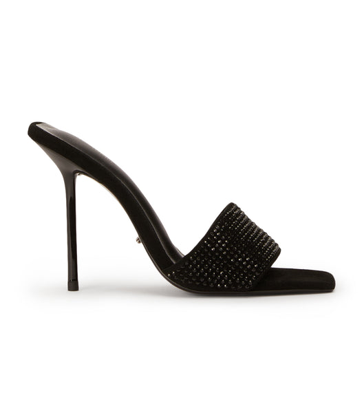 Tony Bianco Naomi Black Crystal/Black Semsket Skinn 10.5cm Eventhæler Svarte | LNOTR16711