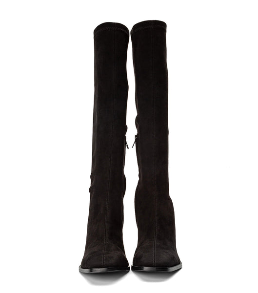 Tony Bianco Renae Black Stretch Semsket Skinn 8.5cm Mid Calf Boots Svarte | NOEGJ73101